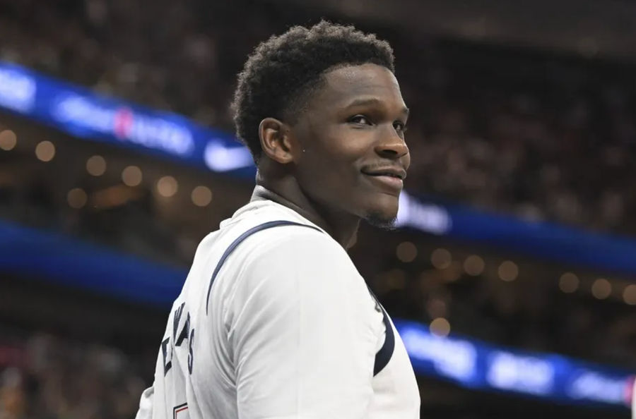 Jul 10, 2024; Las Vegas, Nevada, USA; USA guard Anthony Edwards (5) looks on in the fourth quarter against Canada in the USA Basketball Showcase at T-Mobile Arena. Mandatory Credit: Candice Ward-USA TODAY Sports