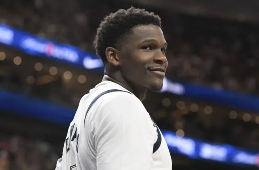 Jul 10, 2024; Las Vegas, Nevada, USA; USA guard Anthony Edwards (5) looks on in the fourth quarter against Canada in the USA Basketball Showcase at T-Mobile Arena. Mandatory Credit: Candice Ward-USA TODAY Sports