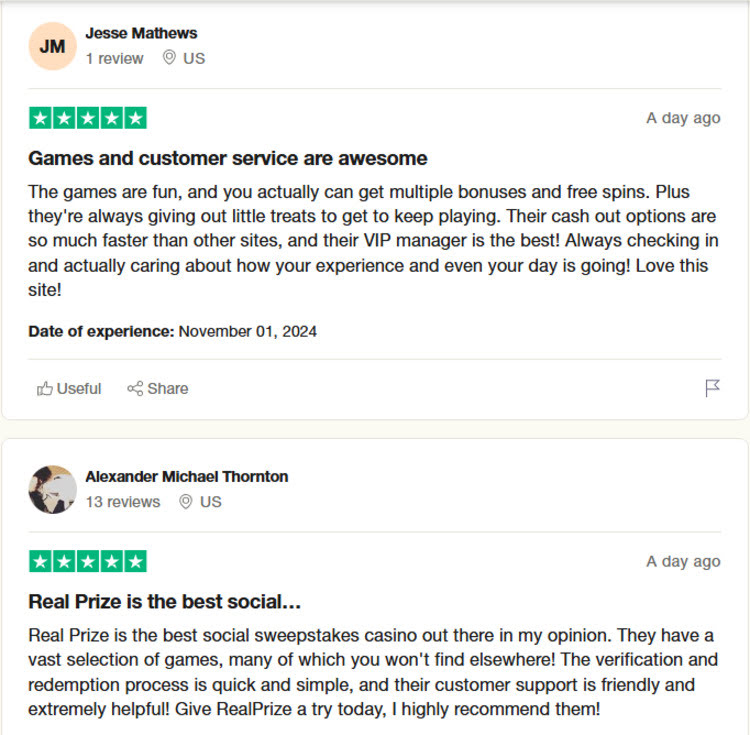 trustpilot user reviews Realprize.com