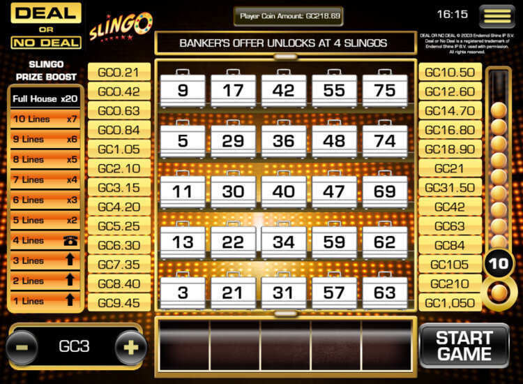 Slingo Deal or No Deal - High 5 Casino