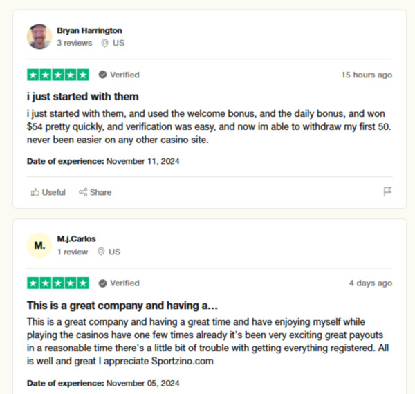 sportzino positive user reviews