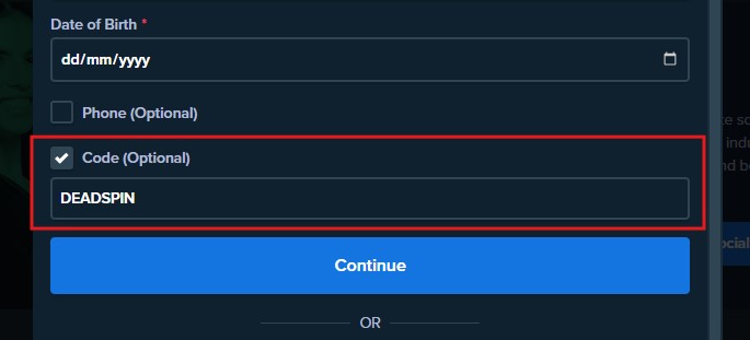 where to insert sweeps promo code
