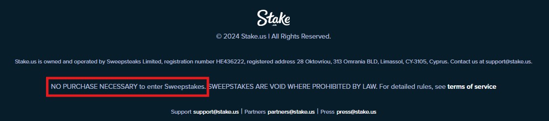 no purchase necessary to enter a sweepstakes casino
